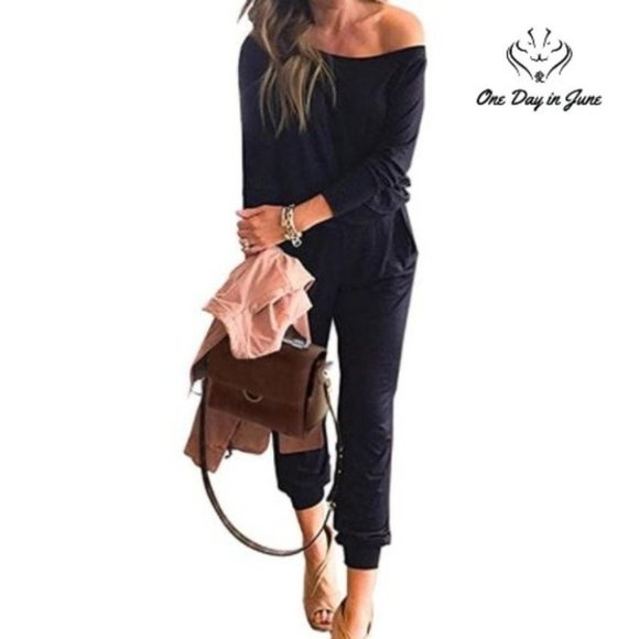 Prettygarden Pants - Prettygarden Crewneck Off Shoulder Jumpsuit